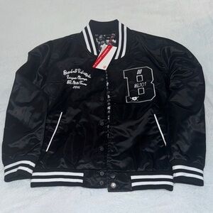 Boys Baseball Lifestyle 101 NWT Black and White Embroidered Varsity Jacket